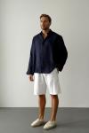 Aaron Oversize Linen Gömlek Lacivert