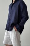 Aaron Oversize Linen Gömlek Lacivert
