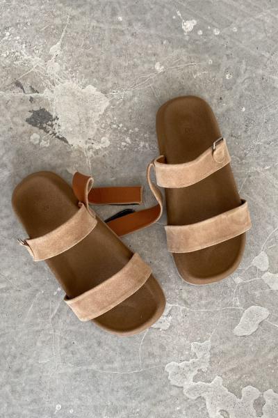 Brian Çift Bantlı Sandalet  Taba