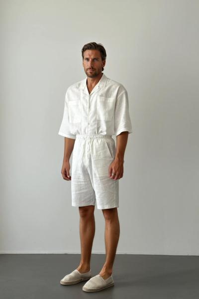 Damian Premium Keten Takım Beyaz