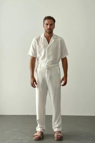 Daniel Premium Keten Pantolon Beyaz