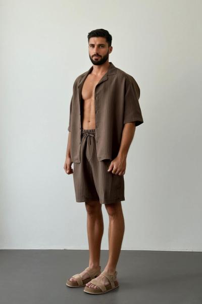 David Jakarlı Relax Takım Kahverengi