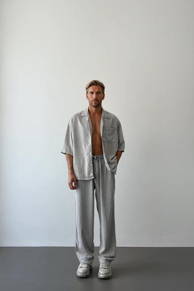 Devin Yıkamalı Modal Kumaş Relax Takım Gri