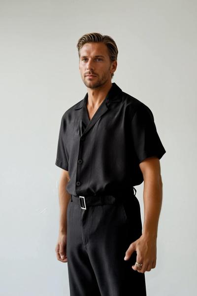 Eric Tensel Kumaş Dökümlü Relaxfit Takım Siyah