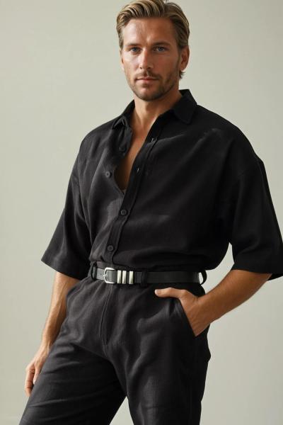 Fernando Relaxfit Keten Takım Siyah