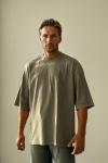 Frank Yıkamalı Yırtık Detaylı Oversize T-shirt  Gri
