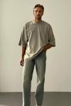 Frank Yıkamalı Yırtık Detaylı Oversize T-shirt  Gri