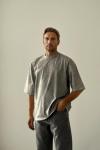 Frank Yıkamalı Yırtık Detaylı Oversize T-shirt  Açık Gri