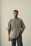Frank Yıkamalı Yırtık Detaylı Oversize T-shirt  Açık Gri