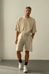 Frank Yıkamalı Yırtık Detaylı Oversize T-shirt  Bej