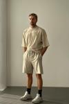 Frank Yıkamalı Yırtık Detaylı Oversize T-shirt  Bej
