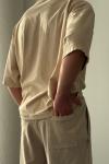 Frank Yıkamalı Yırtık Detaylı Oversize T-shirt  Bej