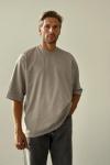 Gabriel Yaka Yırtık Detay Yıkamalı Oversize T-shirt Gri