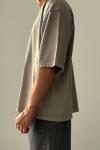 Gabriel Yaka Yırtık Detay Yıkamalı Oversize T-shirt Gri