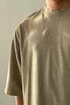 Gabriel Yaka Yırtık Detay Yıkamalı Oversize T-shirt Bej