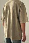 Gabriel Yaka Yırtık Detay Yıkamalı Oversize T-shirt Bej