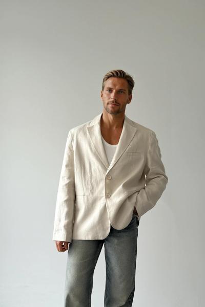 Albert Overize Premium Keten Blazer Ceket  Bej