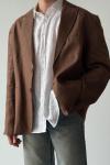 Albert Overize Premium Keten Blazer Ceket  Kahverengi