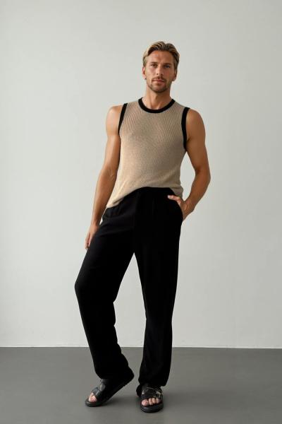 Brad Premium Kalite Baggy Keten Pantolon Siyah